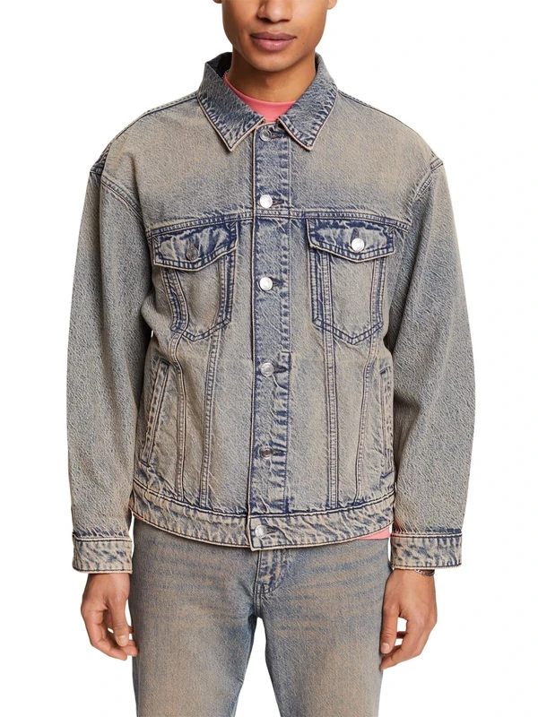 ESPRIT Men's 024ee2g323 Jacket, 903/Blue Light Wash, S