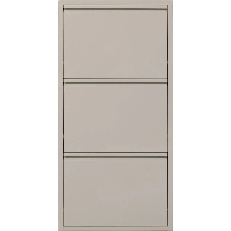 KARE Design Shoe Container Caruso 3 Cream, Space-Saving, 3 Tipping Compartments, Space for 6 Pairs of Shoes, Storage Space, Hallway, Floor, Steel Powder-Coated, 104x50x15 cm (H/W/D)