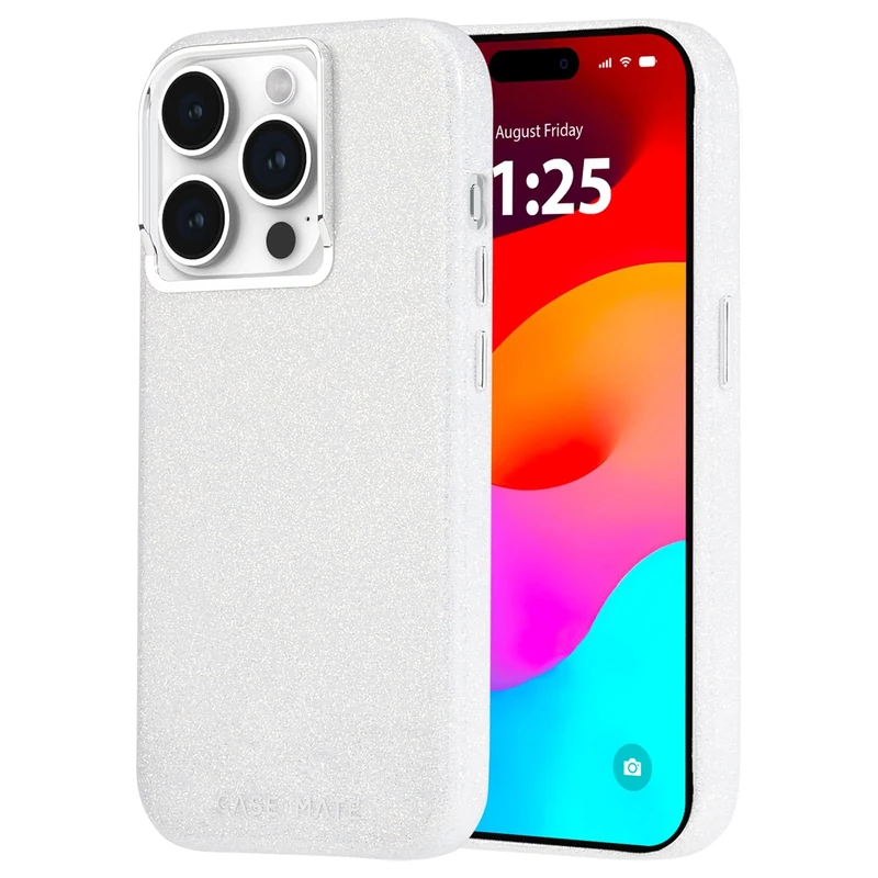 Case-Mate iPhone 15 Pro Case - Shimmer Iridescent [12ft Drop Protection] [Compatible with MagSafe] Magnetic Cover w/Cute Bling Sparkle for iPhone 15 Pro 6.1", Anti-Scratch, Shock Absorbent, Slim Fit