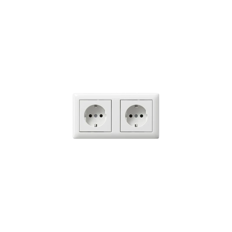 GIRA 492227 Double Socket with Frame IP20 Pure White Glossy