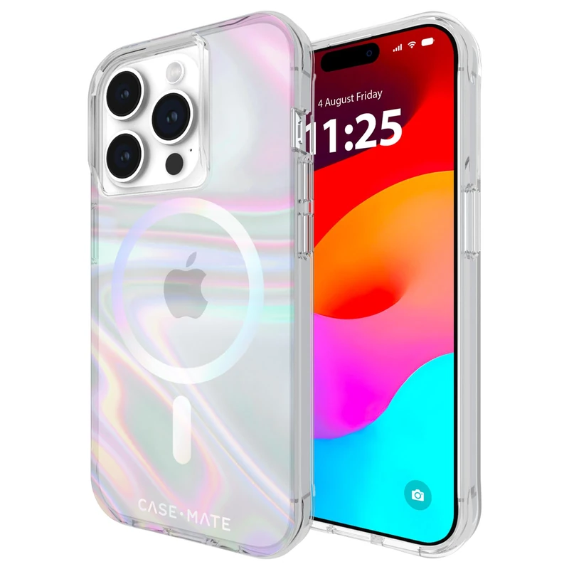 CASE-MATE iPhone 15 Pro Case - Soap Bubble [12FT Drop Protection] [Compatible with MagSafe] Magnetic Cover with Iridescent Swirl Effect for iPhone 15 Pro 6.1", Slim, Shockproof, Anti-Scratch Tech