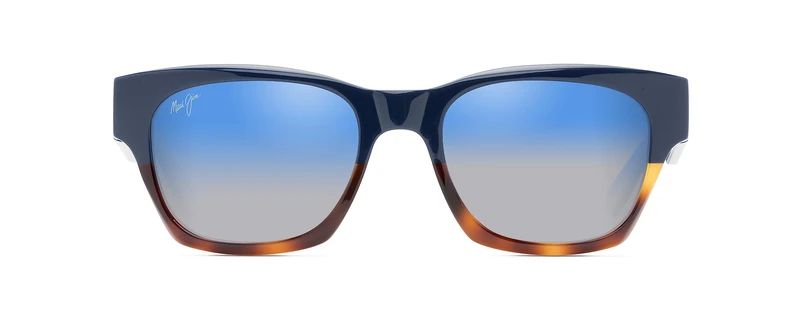 Maui Jim Unisex's Valley Isle Sunglasses, Navy W/Tortoise/Dual Mirror Blue to Silver Polarized, Medium - Image 1