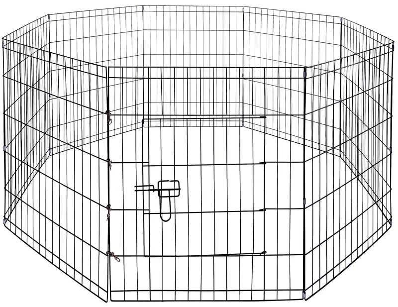 Elevon Foldable Metal Exercise Pet Play Pen with Door for Dogs, 30-inch Tall
