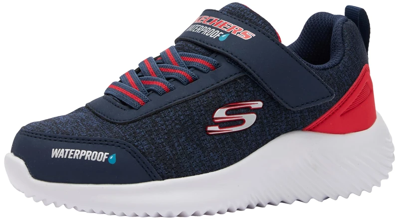 Skechers Boy's Bounder Dripper Drop Sneakers, Navy Synthetic/Textile/Red Trim, 13 UK Child