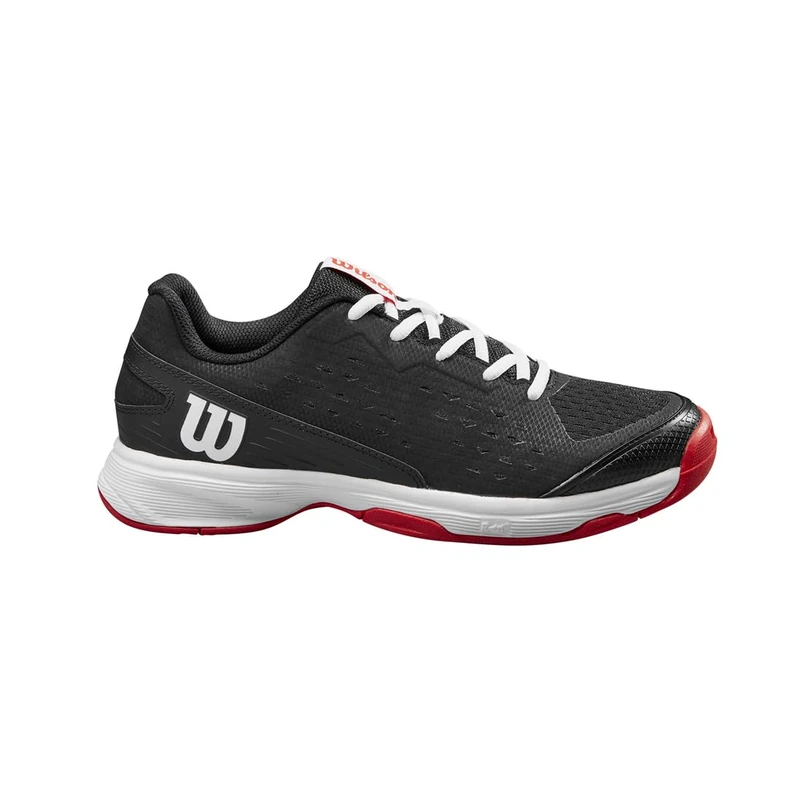 Wilson Rush Pro Jr L Tennis Shoe, Juniors, Size 29 1/3, Black/Wilson Red/White