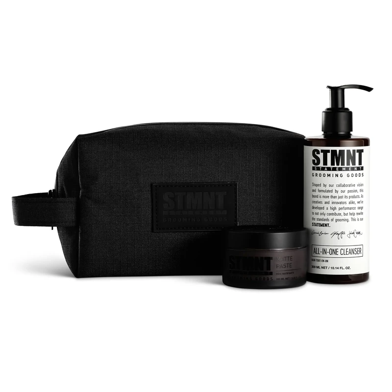 STMNT Grooming Goods Hair Gift Set All-In-One-Cleanser 300ml plus Matte Paste 100ml incl. washbag Bestseller hairstyling and haircare