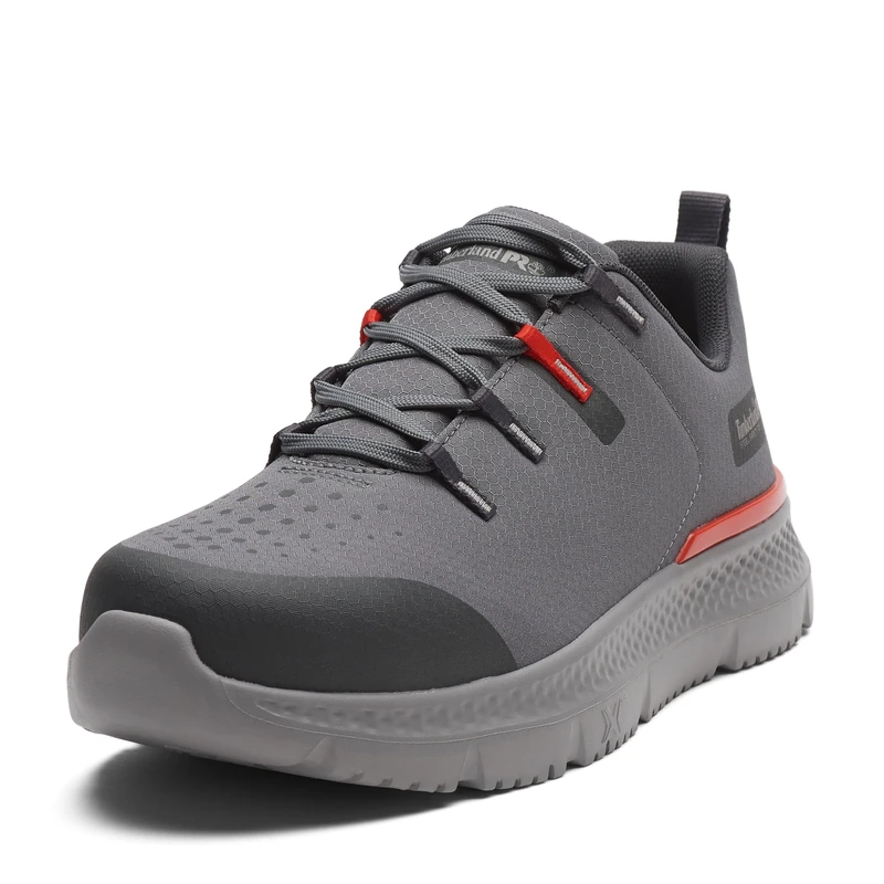 Timberland PRO Mens Intercept Steel Safety Toe, Grey/Red, Wide