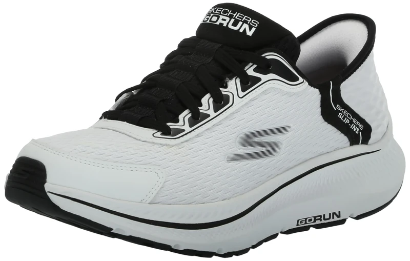 Skechers Men's Hands Free Slip-ins Go Run Consistent 2.0 Empowered Sneaker, White Black, 8 UK