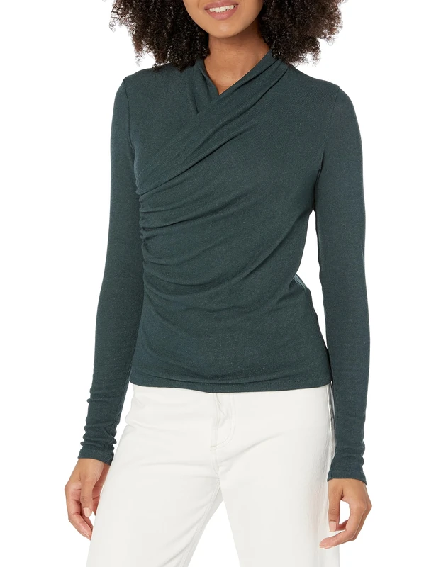 Vince Women's L/S Fixed Wrap Top, Azurine, XS - Image 1