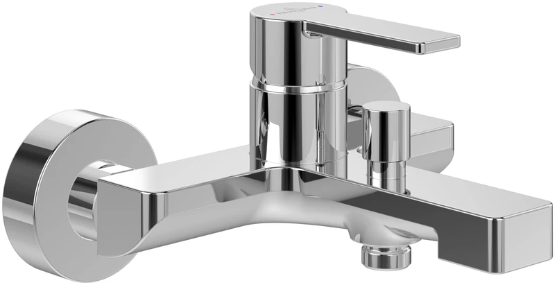 Villeroy & Boch Architectura Surface-Mounted Bath tap, Bath tap with Switching Feature and Ceramic Cartridge, Water-Saving Bath Mixer tap, Square, Chrome