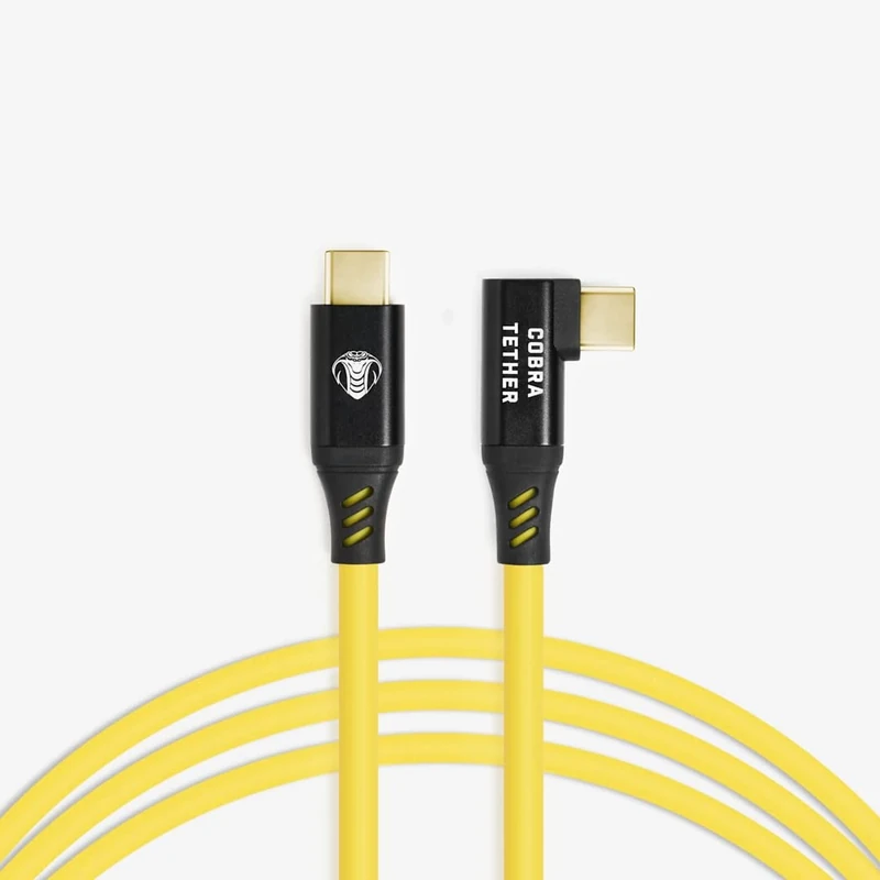 CobraTether USB-C to USB-C Cable 90°, 10m, Yellow