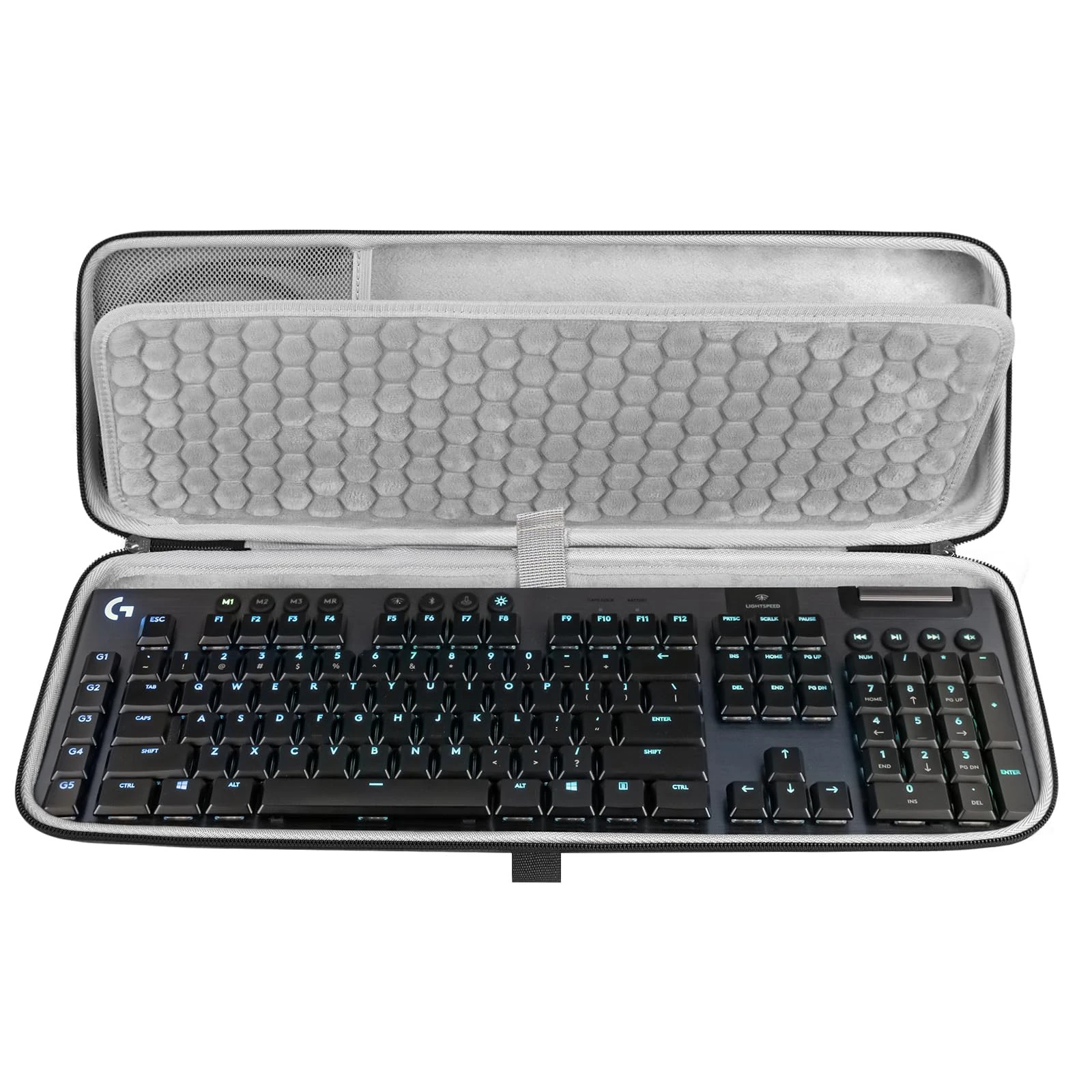 GEEKRIA Full Size Keyboard Case, Hard Shell Travel Carrying Bag for 108 Keys Computer Mechanical Gaming Keyboard, Compatible with Logitech G915 / G915 X (Dark Gray)