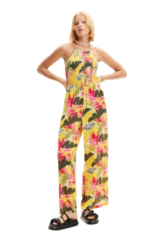 Desigual Women's Tropical Swim_Jumpsuit One Piece Swimsuit, Yellow, L