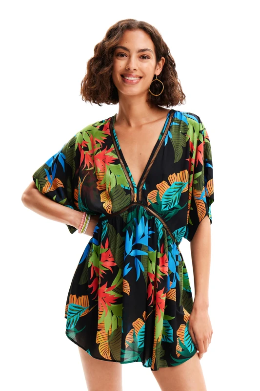 Desigual Women's Swim_top Tropical Party Bikini, Black, L - Image 1