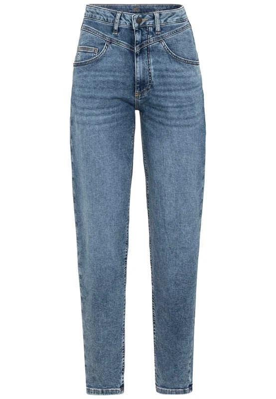 camel active Women's Mom Fit 5-Pocket Jeans, Jeans Blue, 26W x 32L