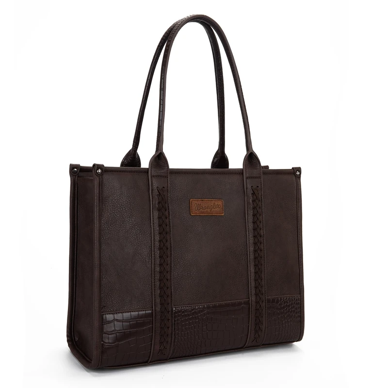 Montana West Wrangler Tote Handbag for Women Cow Print Purse Top Handle Handbags, L Coffee, L