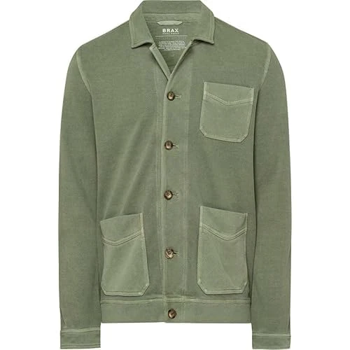 BRAX Men's Style Santiago Overshirt in Trendy Look Sweatshirt, Cove, L