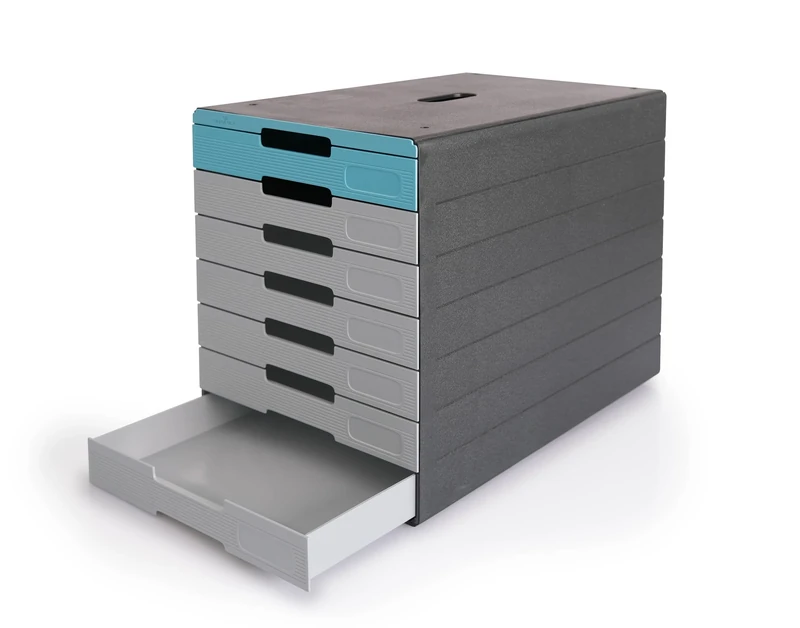 Eco-Friendly Drawer Box Idealbox Pro with 7 compartments - Includes Draw Labels for Organisation Anthracite or Blue