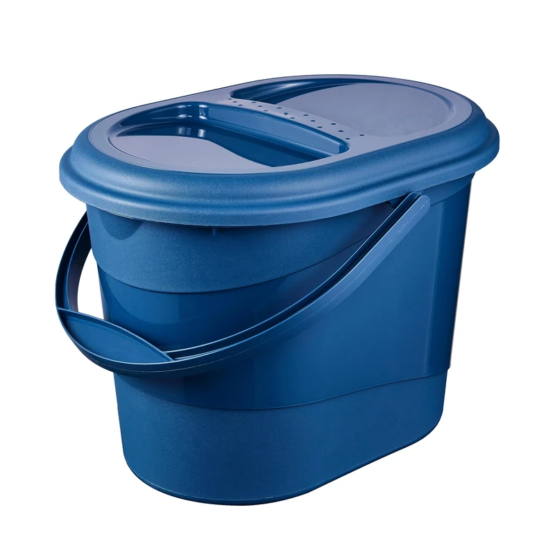keeeper organic bin with lid, 13 L, Oval waste bin, Elsa, Eco Blue (Blue)