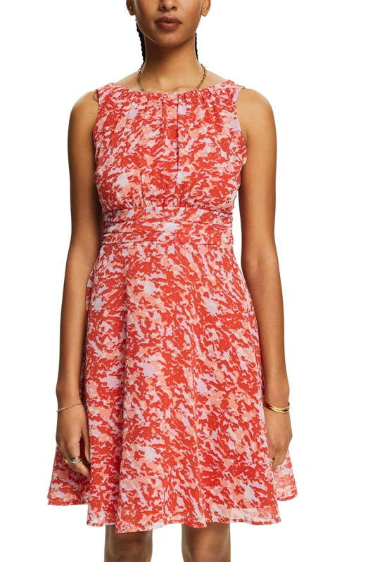 ESPRIT Women's 024ee1e354 Dress, 854/Pastel Orange 5, 16