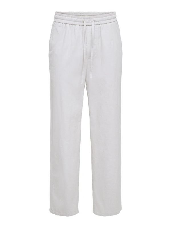 ONLY & SONS Onssinus Loose 0007-Cotton Trousers Lin Noos Fabric Trousers, Bright White, M for Men, Glossy White, M