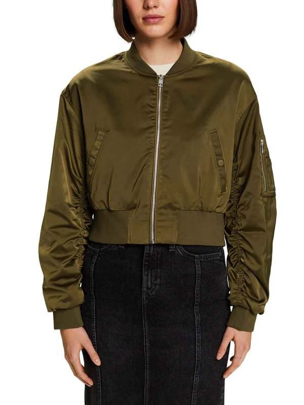 ESPRIT Women's 014EE1G343 Jacket, 350/KHAKI Green, L, 350/Khaki Green, L