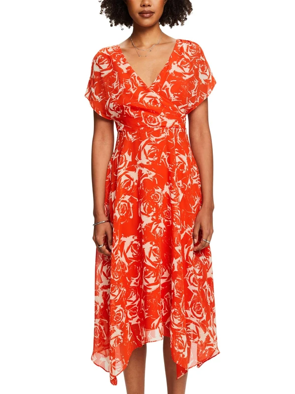 ESPRIT Women's 034ee1e342 Dress, 882/Bright Orange 3, XL