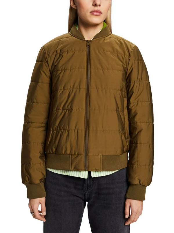 ESPRIT Women's 014EE1G367 Jacket, 350/KHAKI Green, L, 350/Khaki Green, L