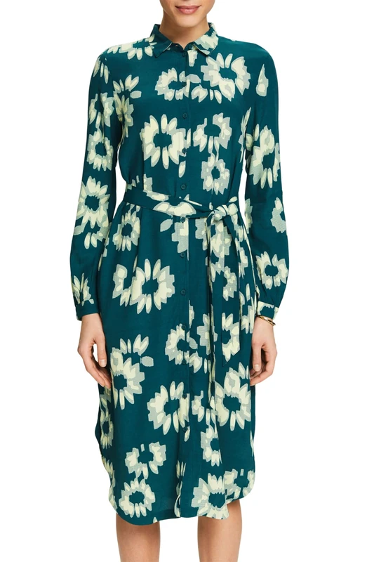 ESPRIT Women's 014ee1e310 Dress, 378/Dark Teal Green 4, 6