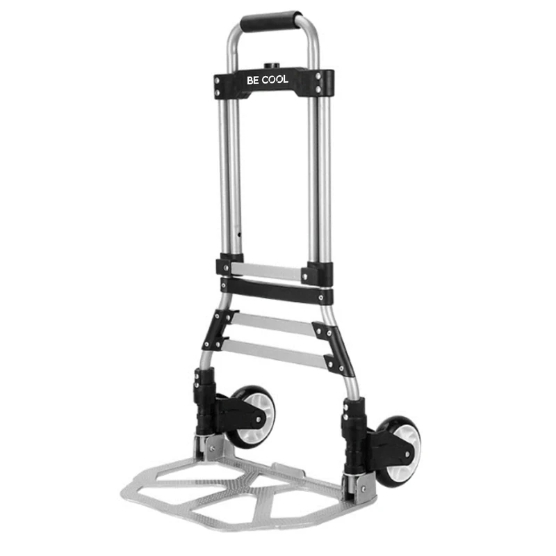 BE COOL Foldable Aluminium Sack Truck, Sack Sledge - Load Capacity up to 80 kg, Heavy Duty, Height Adjustable, Handy and Portable