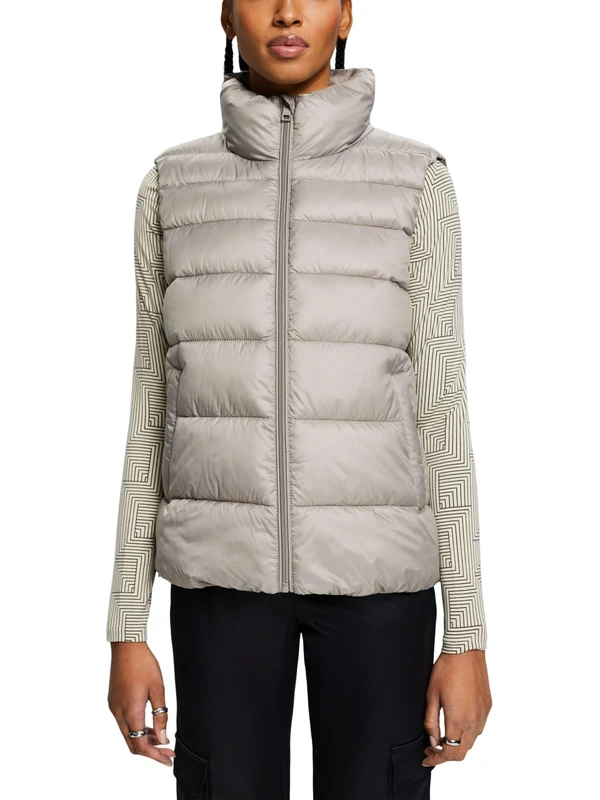 ESPRIT Padded Water Resistant Vest, Light taupe, XL - Image 1