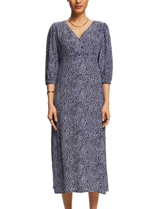 ESPRIT Women's 024ee1e331 Dress, 403/Navy 4, 8