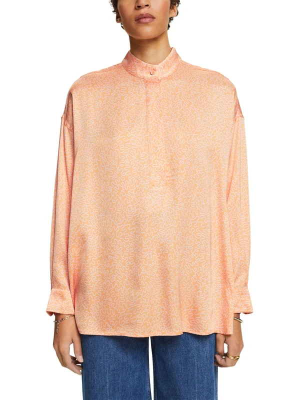 ESPRIT Women's 024ee1f325 Blouse, 853/Pastel Orange 4, Large