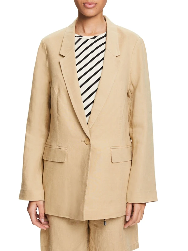 ESPRIT Women's 034ee1g314 Blazer, 270/Beige, 10