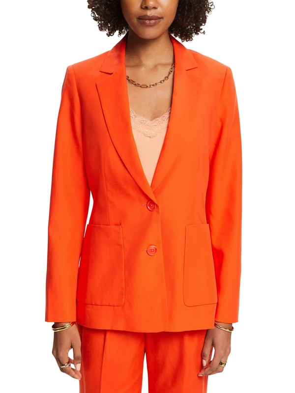 ESPRIT Women's 034ee1g303 Blazer, 880/Bright Orange, 6