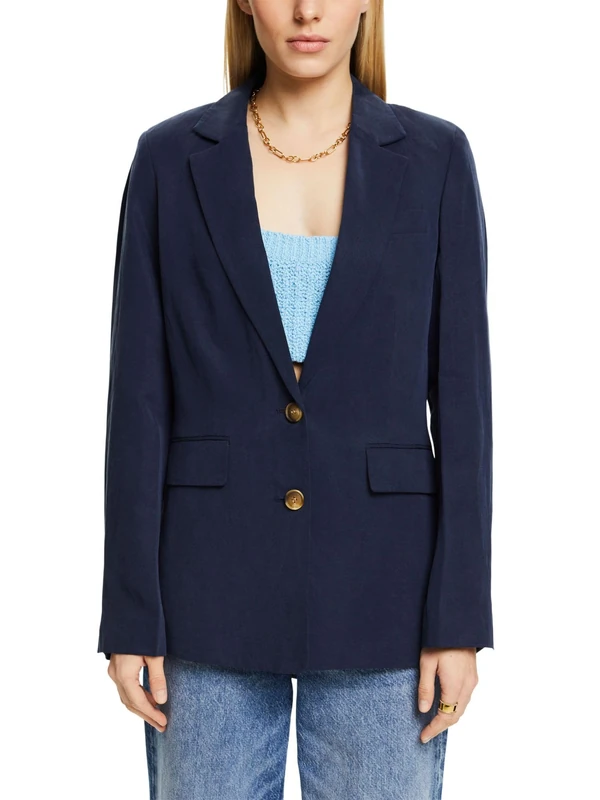 ESPRIT Women's 024ee1g316 Blazer, 400/Navy, 12