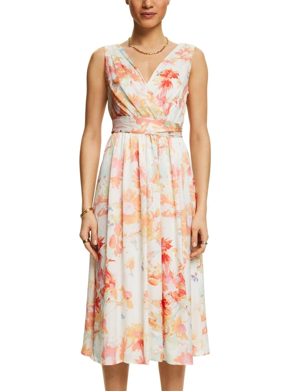 ESPRIT Women's Dress, 113/Off White 4, 18