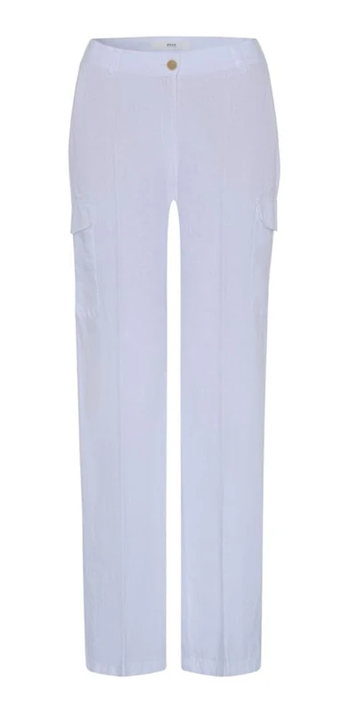 BRAX Women's Style Maine Pure Linen Casual Trousers, White, 32W x 32L