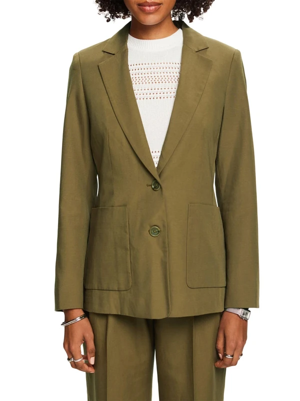 ESPRIT Women's 034ee1g303 Blazer, 350/Khaki Green, 6