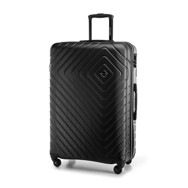 WITTCHEN Cube line Large Suitcase Geometric Textured ABS Telescopic Handle Combination Lock 4 Wheels Size L Black