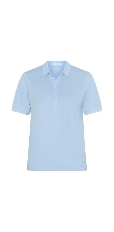 BRAX Women's Style Claire Linen Solid Polo Shirt, Blush Blue, 38