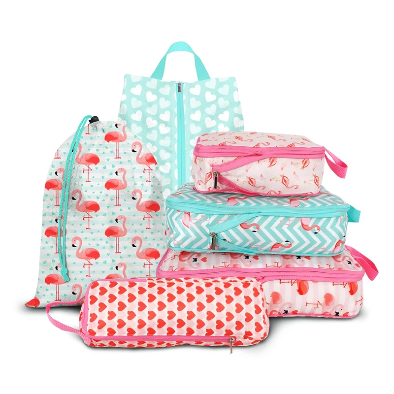 6 Pcs Compression Packing Cubes, Packing Cubes for Travel, Waterproof Luggage Organizer Bags Set, Cute Packaging Cubes for Women Kids Backpack Carry-Ons