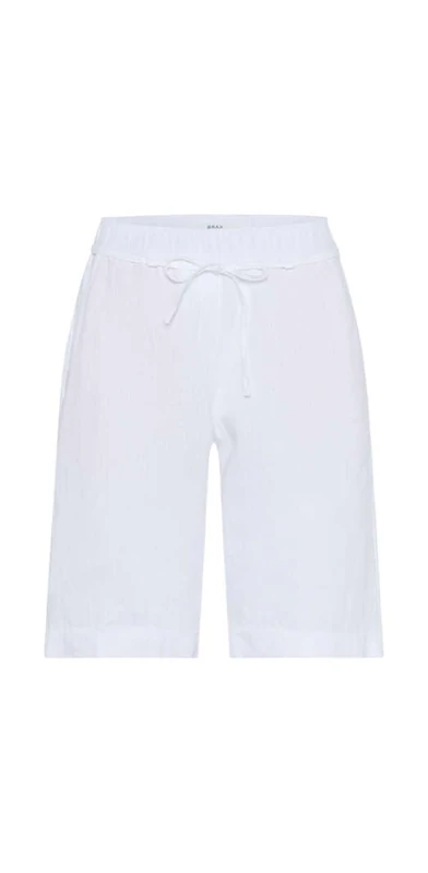 BRAX Women's Style Mel B Bermuda Made of Pure Linen Shorts, White, 29W x 32L - Image 1