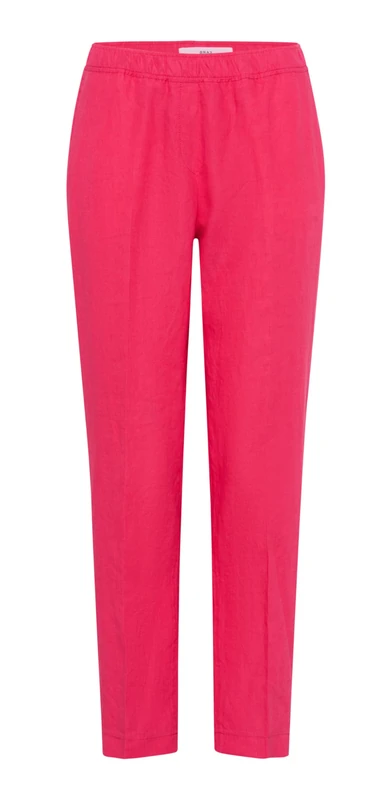 BRAX Women's Style Maron S Pure Linen Pull On Slacks, Magenta, 34W x 32L