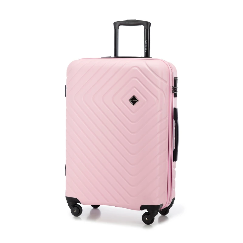 WITTCHEN Cube line Medium-Sized Suitcase Geometric Textured ABS Telescopic Handle Combination Lock 4 Wheels Size M Light Pink