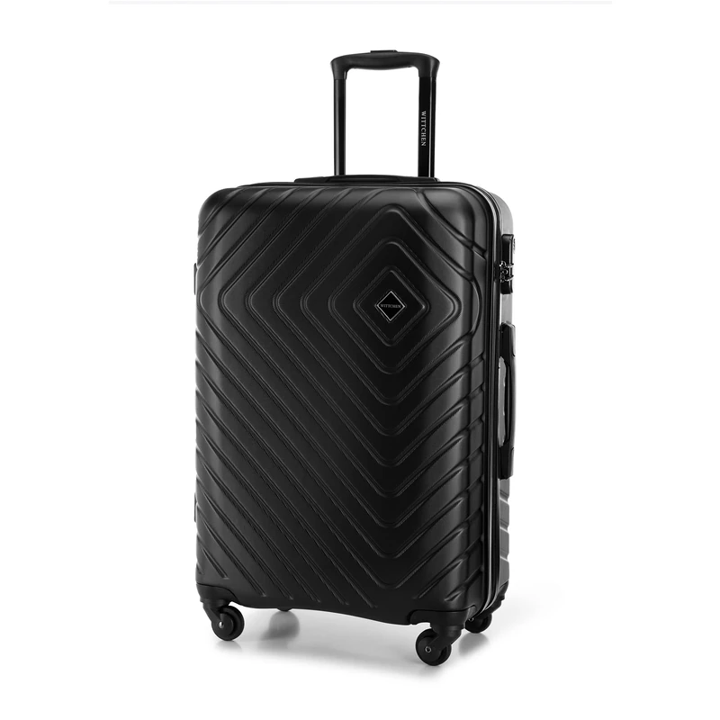 WITTCHEN Cube line Medium-Sized Suitcase Geometric Textured ABS Telescopic Handle Combination Lock 4 Wheels Size M Black