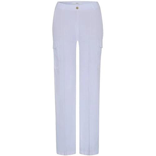 BRAX Women's Style Maine Pure Linen Casual Trousers, Navy, 27W x 32L