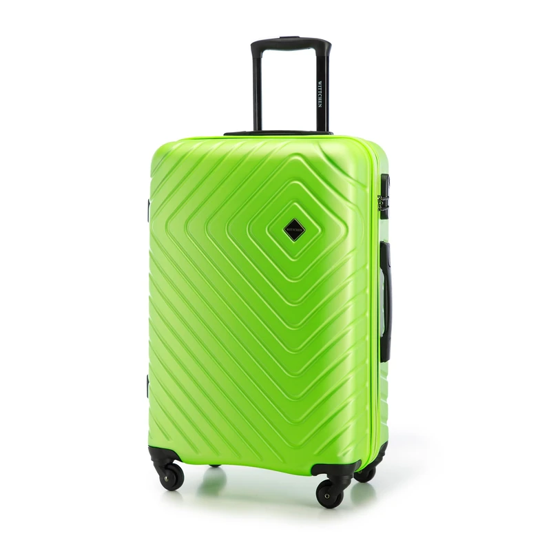 WITTCHEN Cube line Medium-Sized Suitcase Geometric Textured ABS Telescopic Handle Combination Lock 4 Wheels Size M Lime