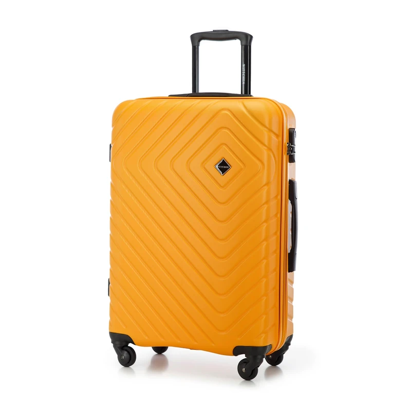 WITTCHEN Cube line Medium-Sized Suitcase Geometric Textured ABS Telescopic Handle Combination Lock 4 Wheels Size M Orange