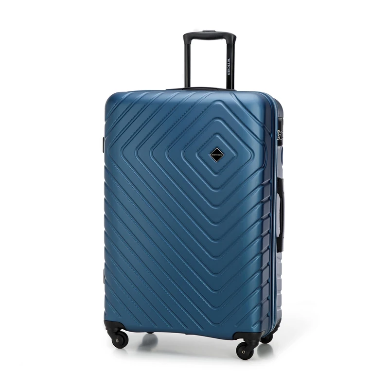 WITTCHEN Cube line Large Suitcase Geometric Textured ABS Telescopic Handle Combination Lock 4 Wheels Size L Dark Blue